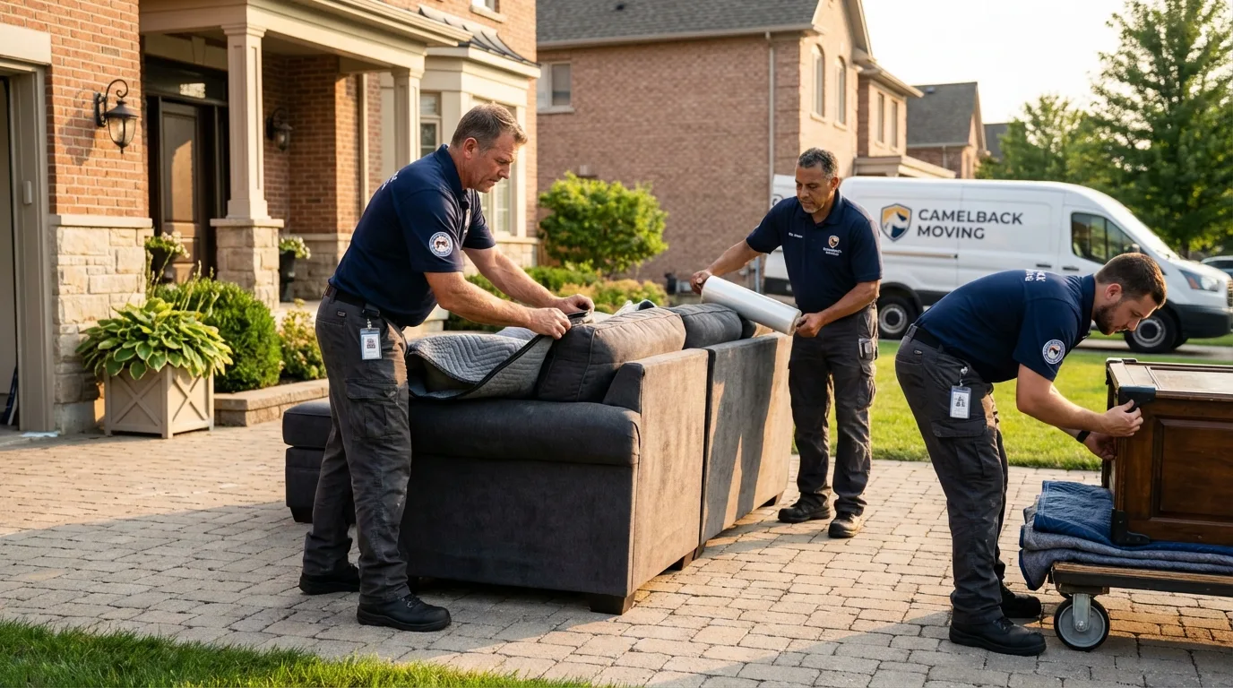 Large estate moving crew wrapping furniture in Wanatah, IN